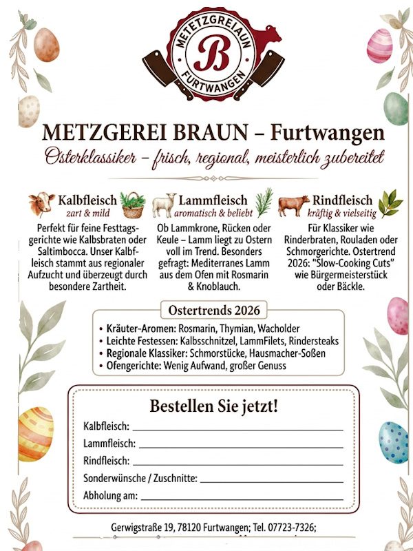 HIer empfehlen wir unsere Ostertrends 2026 mit Kalbfleisch, Lammfleisch und Rindfleisch mit verschiedenen Vorschlägen für Ihr Osterfest 